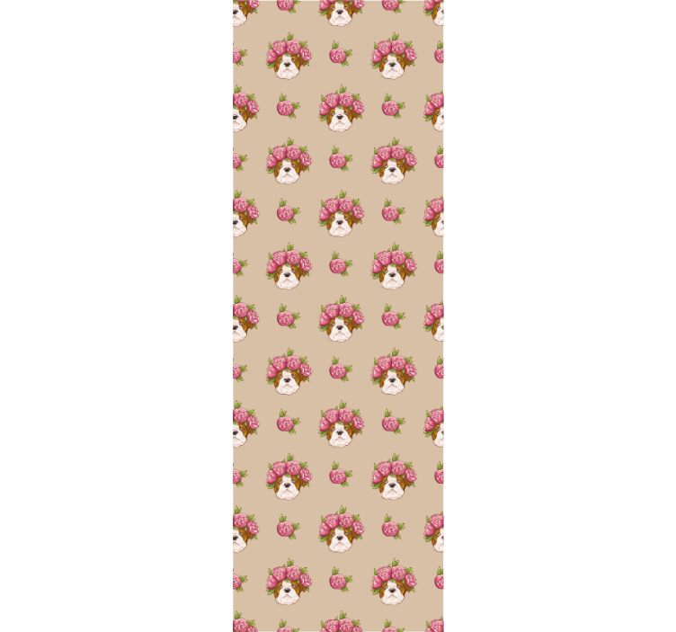 Floral Canine Motif wallpaper of a dog - TenStickers