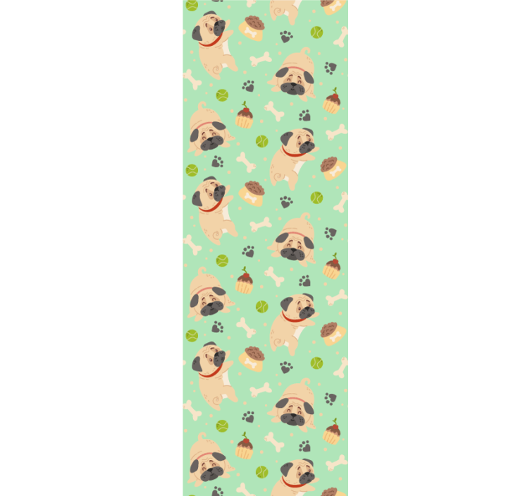 Pug Pattern Play wallpaper of a dog - TenStickers