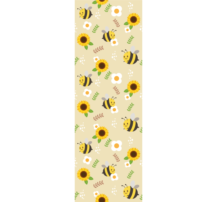 Buzzy Sunflowers cute animal wallpaper - TenStickers
