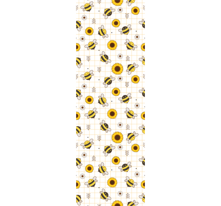 Bees Sunflowers Pattern cute animal wallpaper - TenStickers