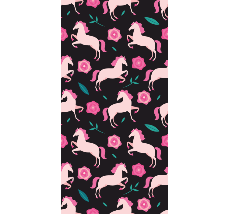 Whimsical Equestrian Florals cute animal wallpaper - TenStickers