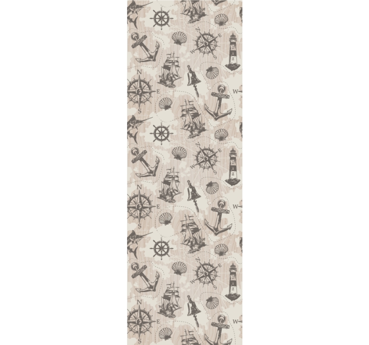 Nautical Vintage Sketch art deco wallpaper - TenStickers