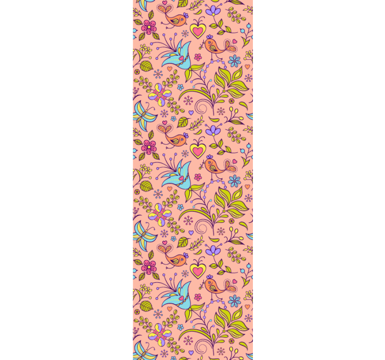 Floral Bird Motif ornamental wallpaper - TenStickers