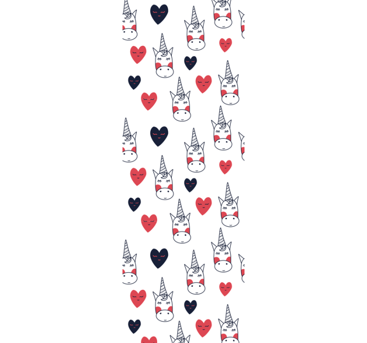 Unicorn Heart Pattern art deco wallpaper - TenStickers
