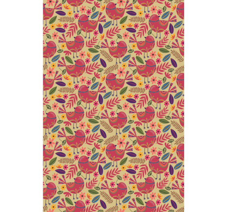 Ornamental Avian wallpaper flowery - TenStickers