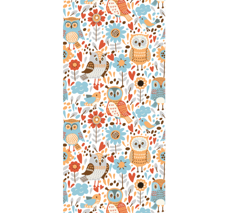 Owls Floral Pattern wallpaper for the nursery - TenStickers