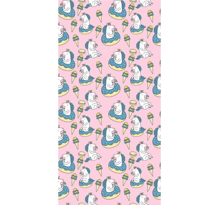 Unicorn Pool Party art deco wallpaper - TenStickers