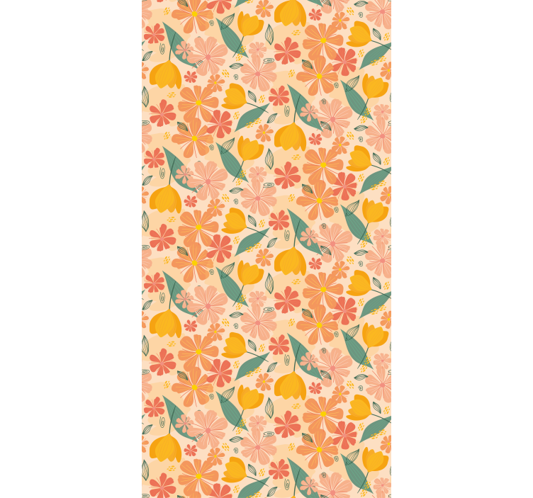 Citrus Floral Motif flowers wallpaper - TenStickers