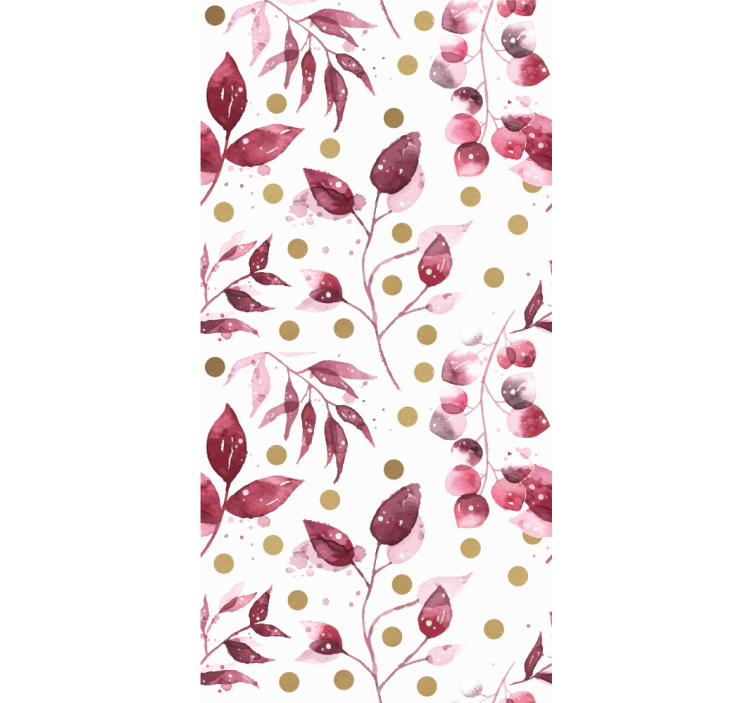 Botanical Polka Motif wallpaper flowery - TenStickers