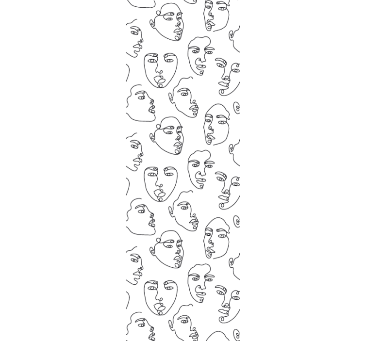 Line Art Faces art deco wallpaper - TenStickers