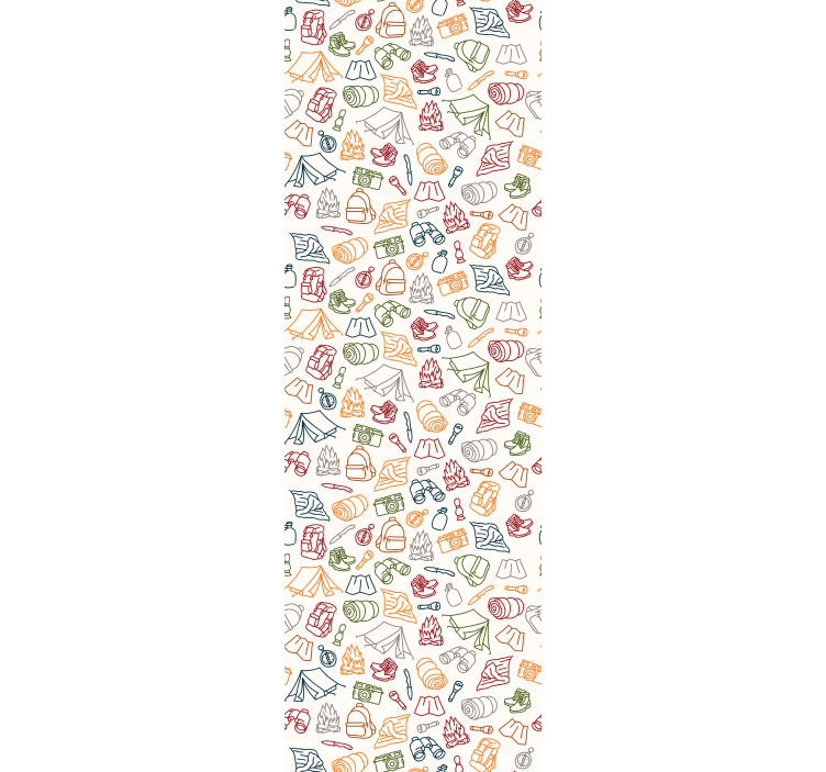 Camping Doodles art deco wallpaper - TenStickers