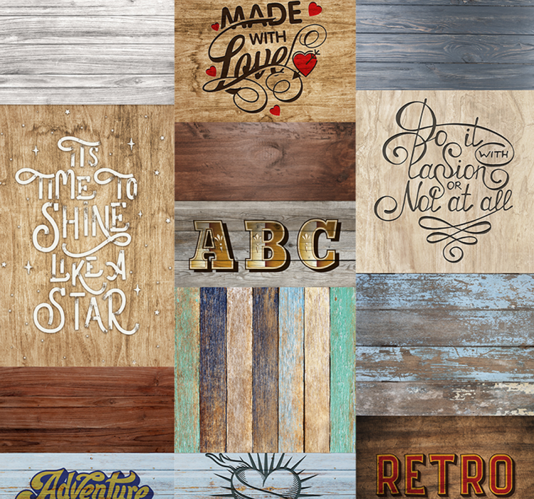 Inspirational Wooden Lettering Style living room wallpaper - TenStickers