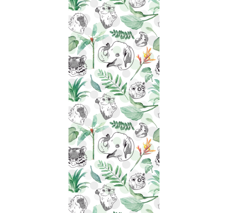 Cute animal wallpaper jungle faces - TenStickers