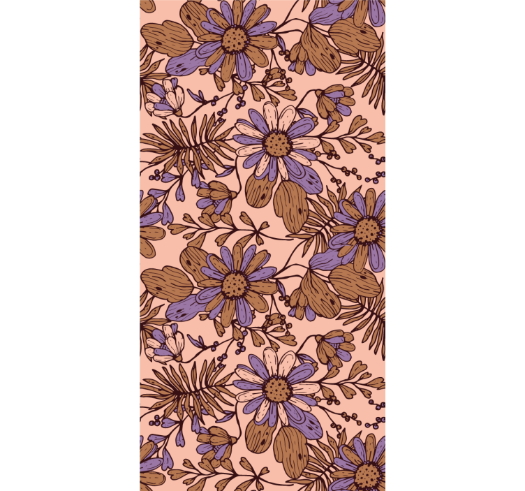Blooming brown patterns flowers wallpaper - TenStickers
