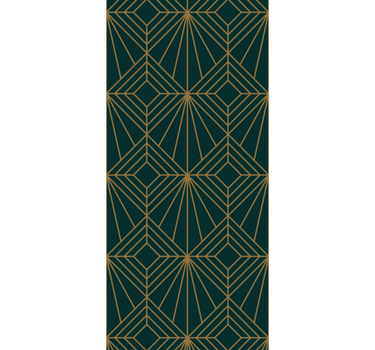 Wallpaper geometric stylish green and golden pattern - TenStickers