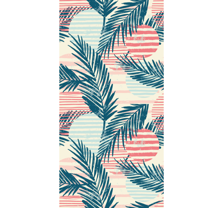 Palm leaves and circles tropical leaf wallpaper - TenStickers