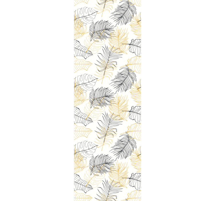 Black and golden tropical pattern leaves wallpaper - TenStickers