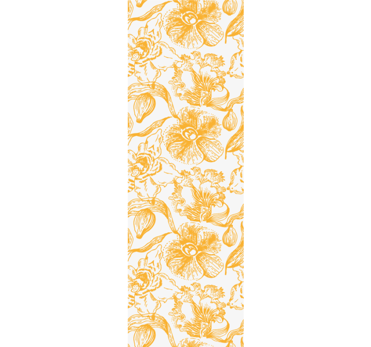 Yellow vintage pattern flowers wallpaper - TenStickers