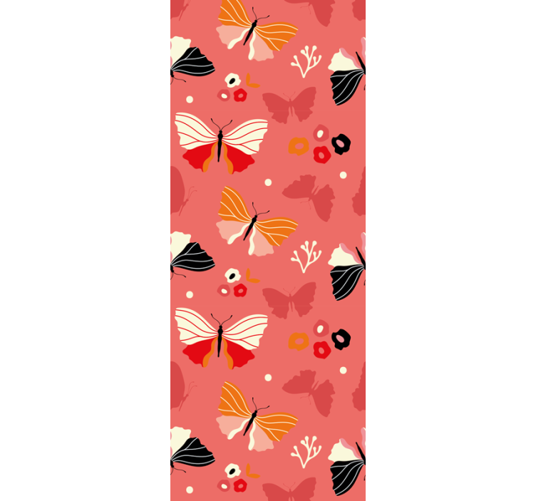 Red colorful pattern butterfly wallpaper - TenStickers
