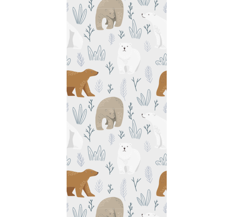 Brown and polar bear pattern cute animal wallpaper - TenStickers