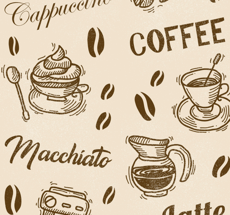 3D Coffee Name Patterns Letter Wallpaper - TenStickers