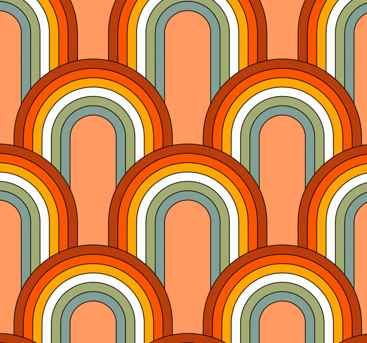 70s rainbow pattern living room wallpaper - TenStickers