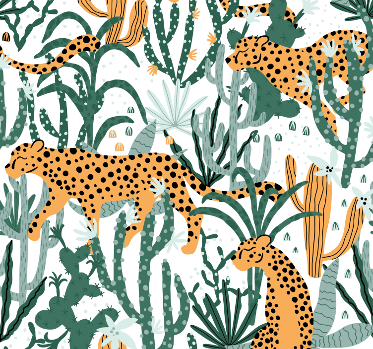 Jungle leopards wall wallpaper - TenStickers