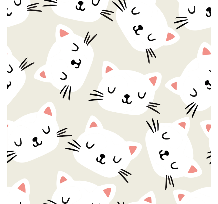 White cat faces Kids wallpaper - TenStickers