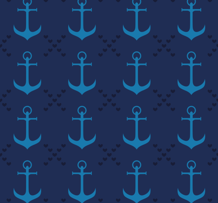 Navy blue anchors living room wallpaper - TenStickers
