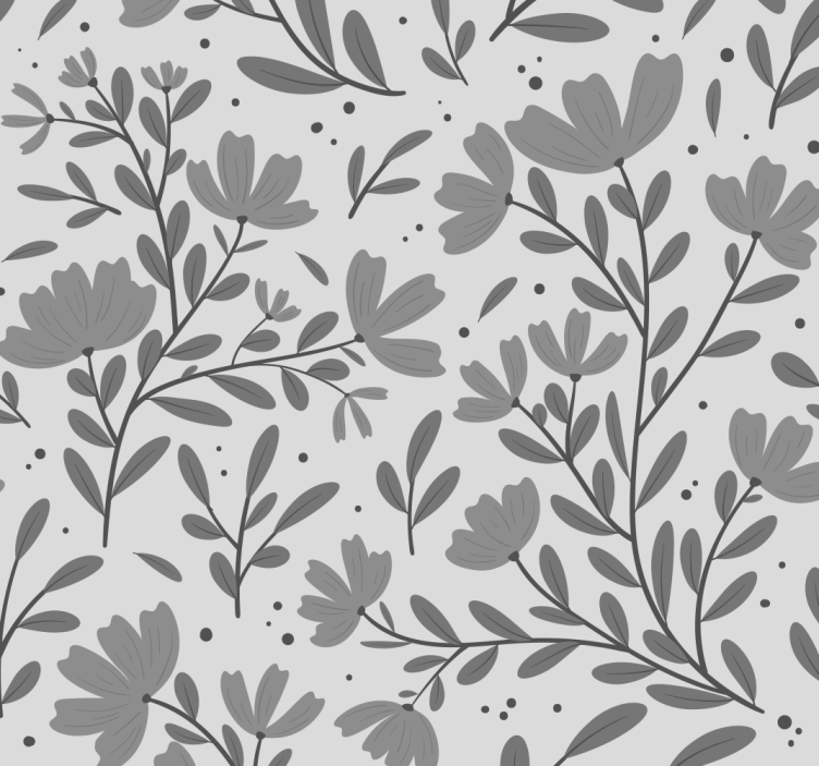 gray flowers motif flowers wallpaper - TenStickers