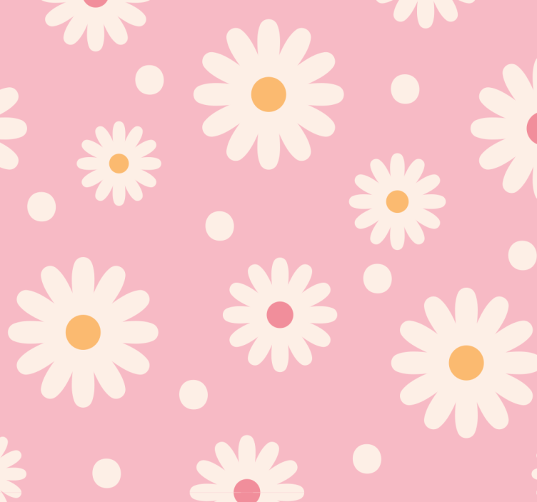 Daisy Pattern Design flowers wallpaper - TenStickers