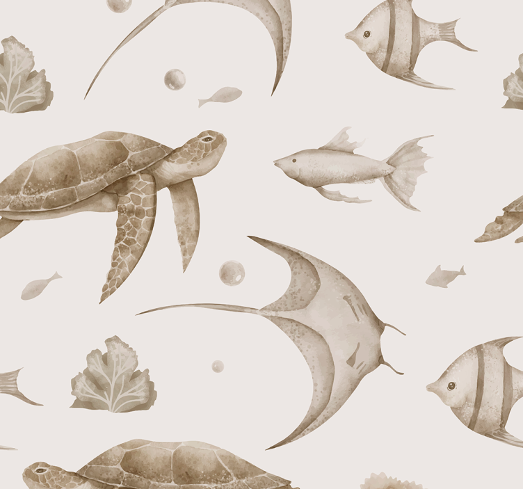 Beige ocean pattern wallpaper for the nursery - TenStickers