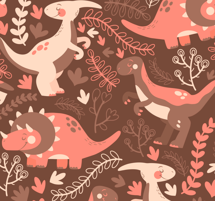 Playful Dinosaur Pattern dino wallpaper - TenStickers