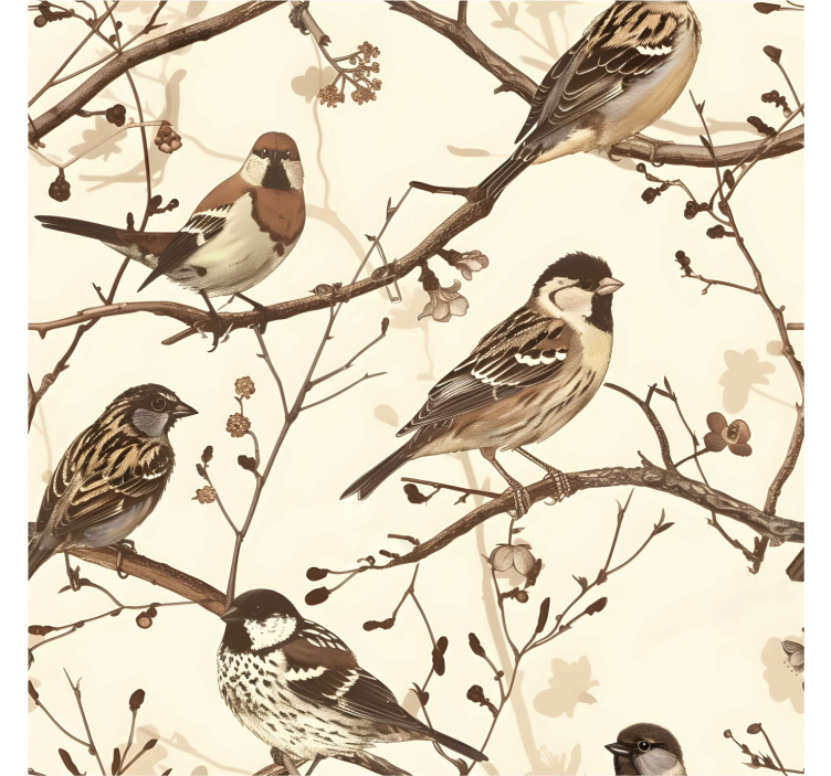 Wild birds headboard wallpaper - TenStickers