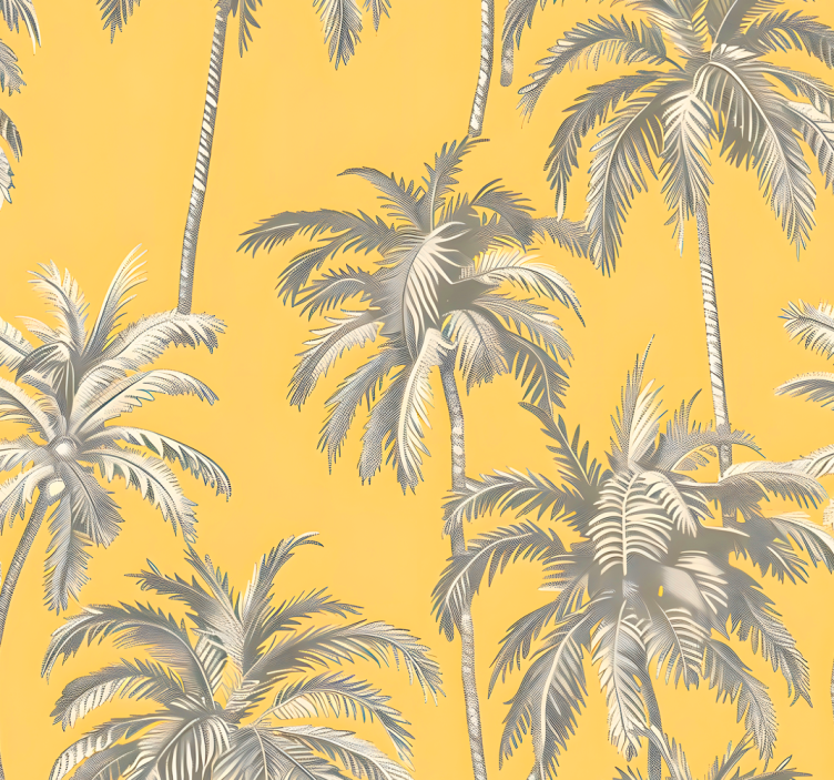 Palm trees design the yellow wallpaper - TenStickers
