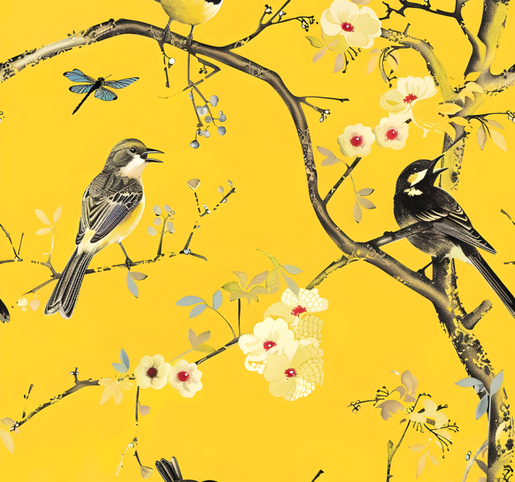 Spring design the yellow wallpaper - TenStickers