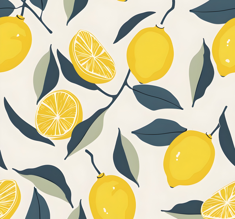 Lemon pattern the yellow wallpaper - TenStickers