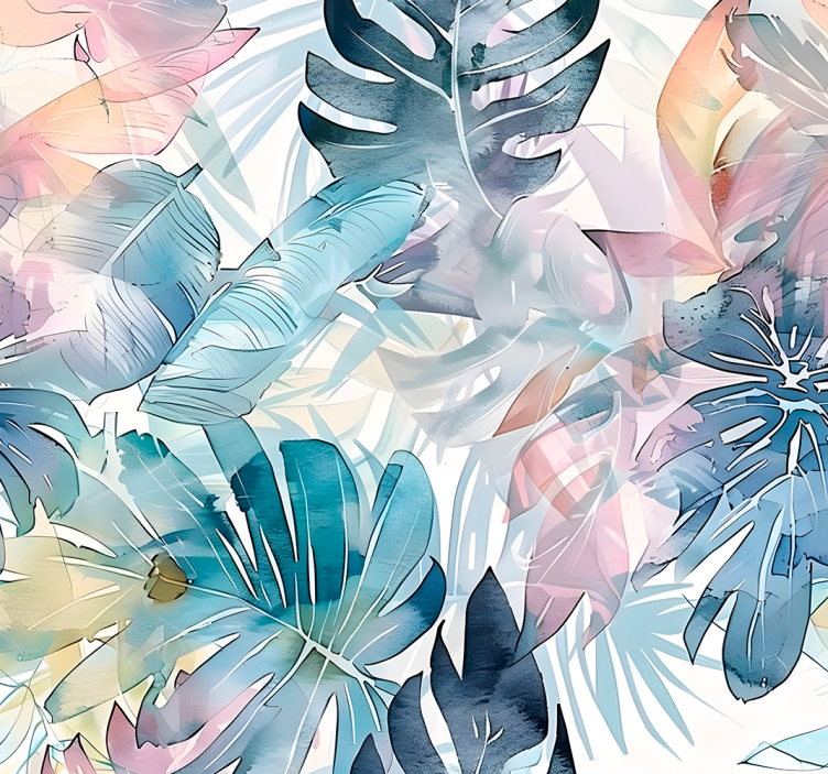 Large drawn leaves wallpaper - TenStickers