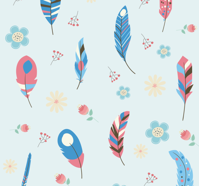Bohemian Feather Motif teenage bedroom wallpaper - TenStickers