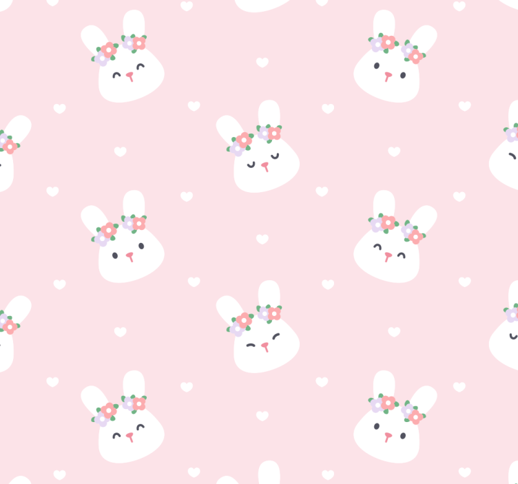 Bunny Polka Pattern cute animal wallpaper - TenStickers