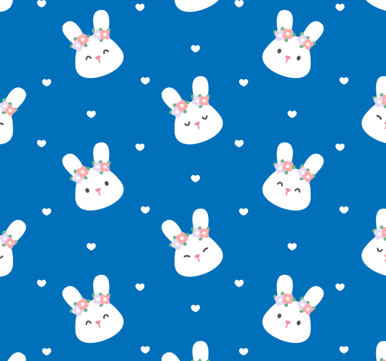 Bunny Pattern cute animal wallpaper - TenStickers