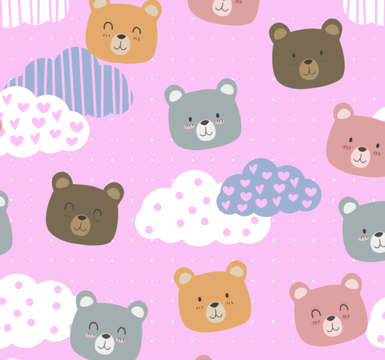 Cuddly Bears Pattern wallpaper for the nursery - TenStickers