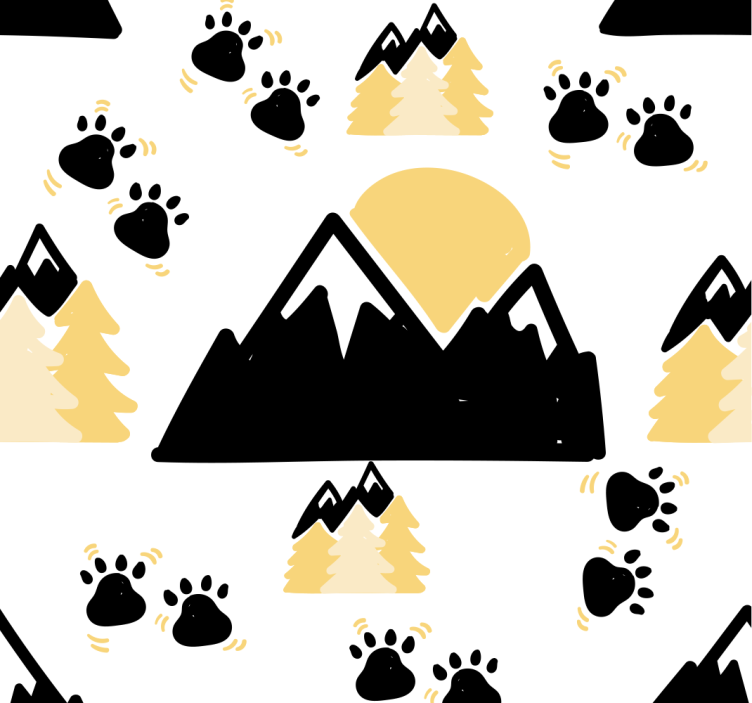 Mountains and Dog Tracks wallpaper for the nursery - TenStickers