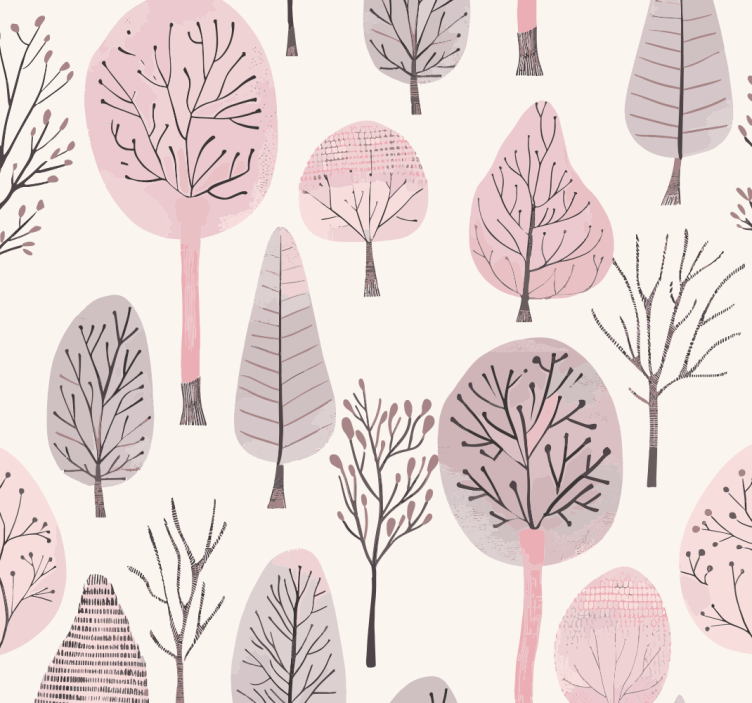 Nordic trees a pink wallpaper - TenStickers