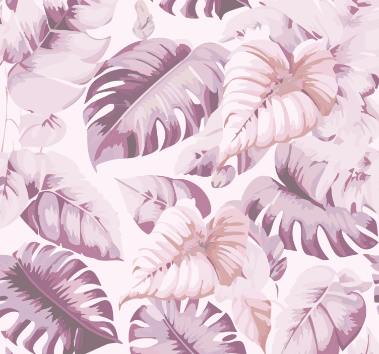 Big tropical leaves a pink wallpaper - TenStickers