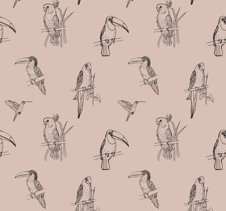 Avian Sketch Motif birds wallpaper - TenStickers