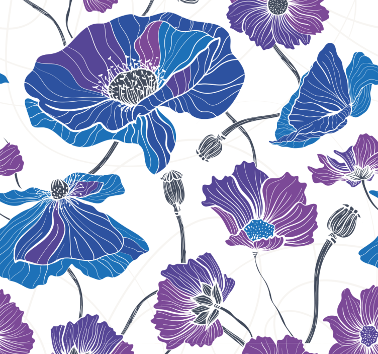 Floral Bloom Scene flowers wallpaper - TenStickers