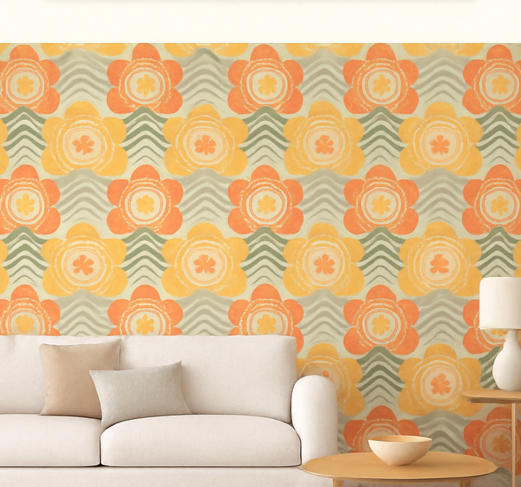 1970's blossming retro pattern other vintage wallpaper - TenStickers
