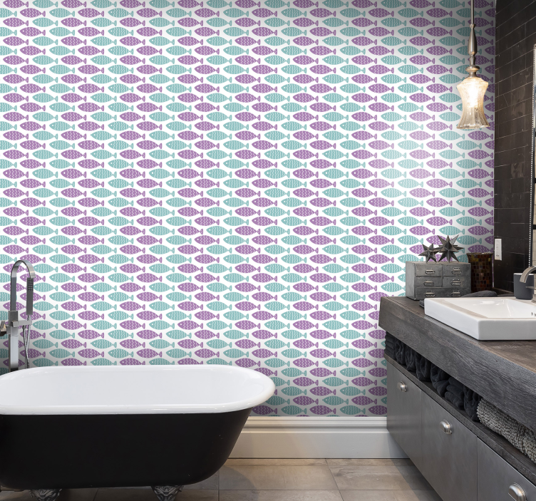 Geometric Fish Motif wallpaper for the nursery - TenStickers