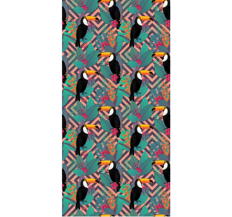 Toucans Among Leaves cute animal wallpaper - TenStickers